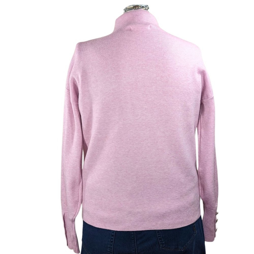 Tahari NWT Large Pink Mock Turtleneck Soft Long Sleeve Sweater w/Rhinestones - Picture 2 of 10